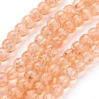 Glass (Crackle) Rounds *Light Salmon   Rounds 6 mm (approx 60 Beads)