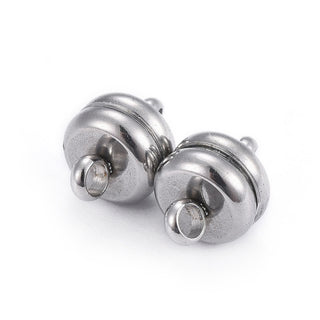 304 Stainless Steel Magnetic Clasps, Small but Strong!  10.5mm, Hole: 1.4mm