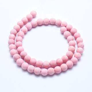 Jade (Frosted Paler Pink) 8mm Round (approx 49 Beads)