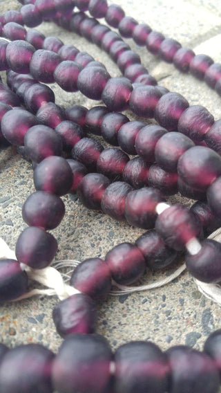 Recycled Glass Round Beads (Bodum) (Deep Ruddy Purpleish) *See Drop Down for Various Sizes