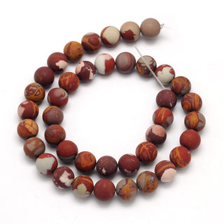 Natural Red Picture (Jasper)  Frosted/ Matte *8mm Size.  Approx 48 beads